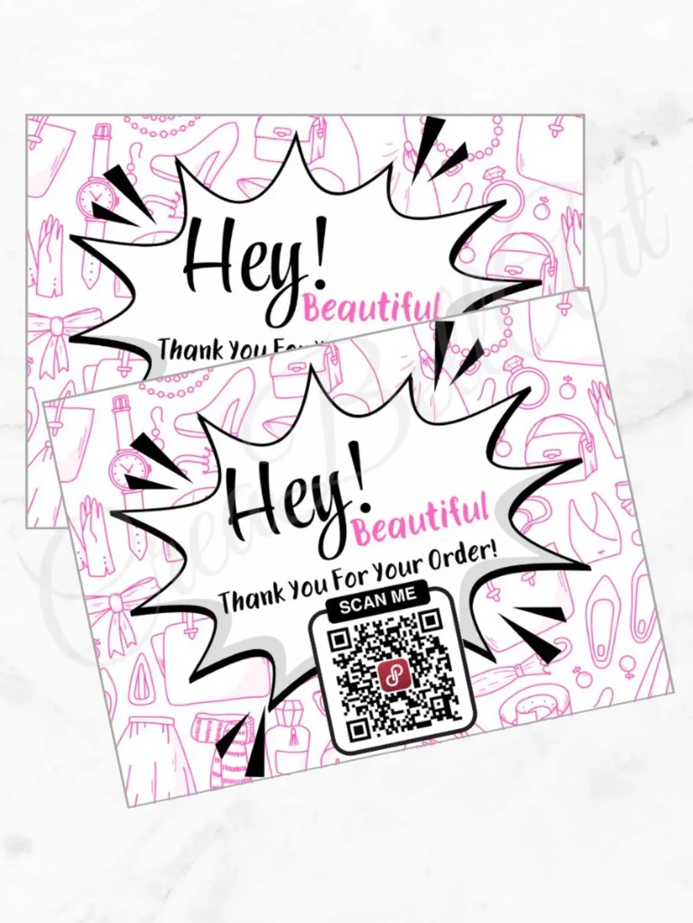 100 Personalized QR Code Thank You Cards Small Business, 4×3 in